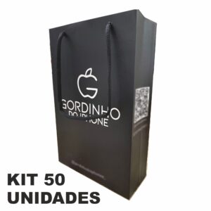 Sacola Personalizada P 50un com Logo para Loja | Sacola de Papel com Alça