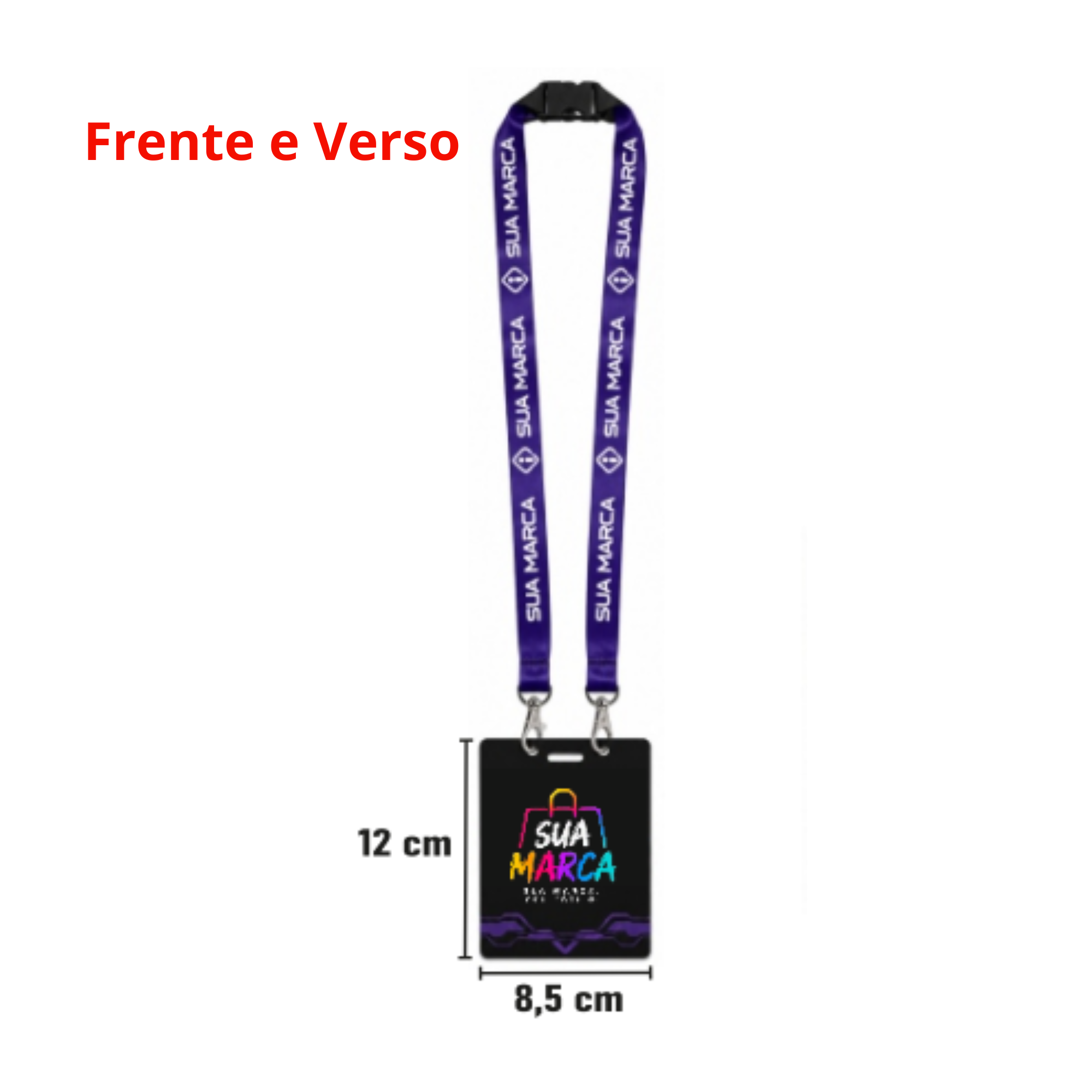Credencial Em PVC (Com Cordão Personalizado) - Ribbon Frente e Verso Plastificada